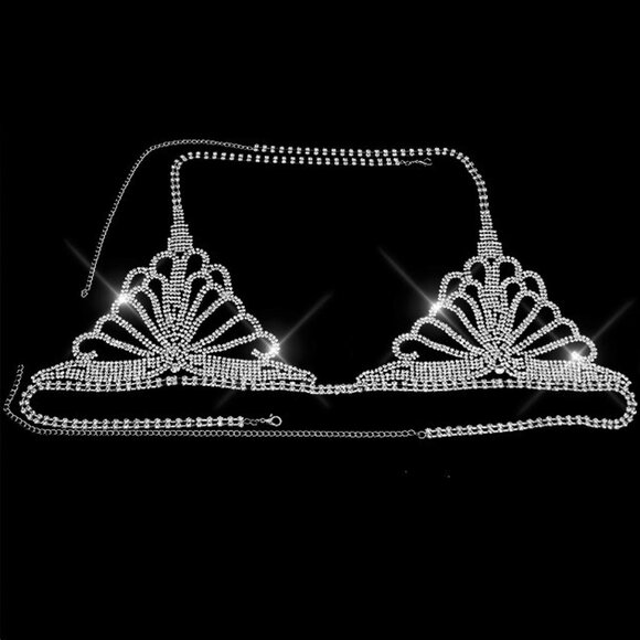 NEW Sparkling Bling Swarovski Crystal Bikini Body Chain Bra Top & Thong … - Picture 6 of 7